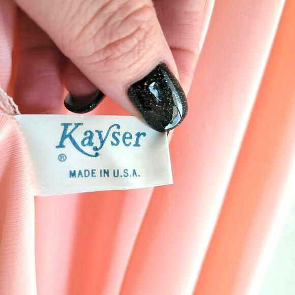 Vintage Kayser Womens Cardigan Pink L Cottage Core Sleep Shirt - Picture 3 of 9